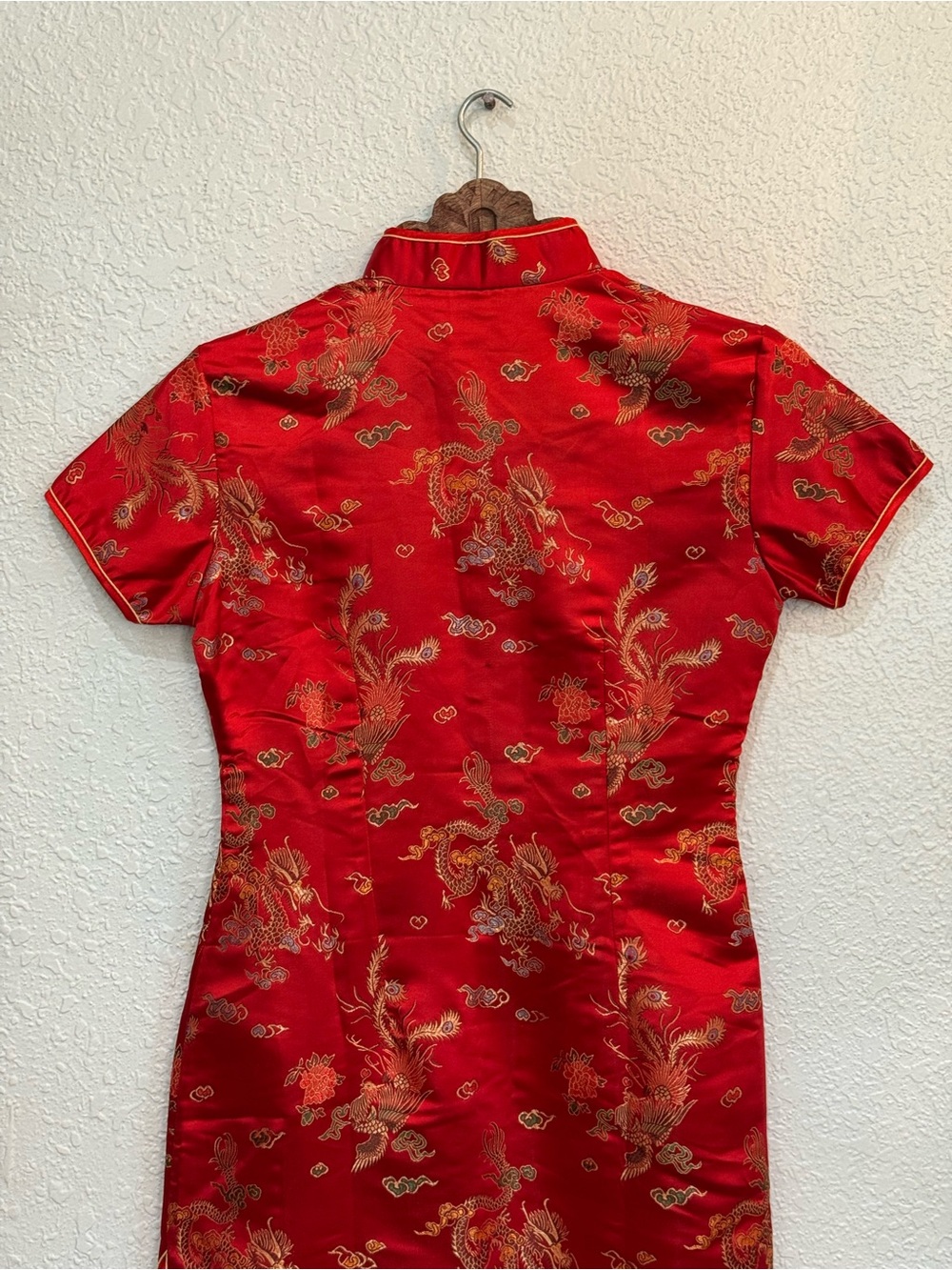Classic Red Floral Brocade Cheongsam Dress - Picture 7 of 10